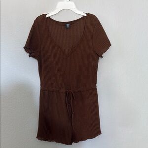 Brown Short Sleeve Romper